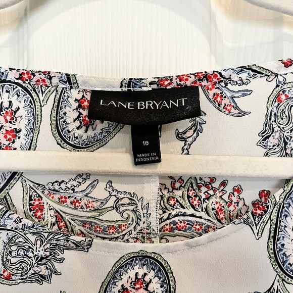 Lane Bryant Womens Ruffled Short Flutter Sleeve Top Plus Size 18 Paisley Graphic - Picture 4 of 6